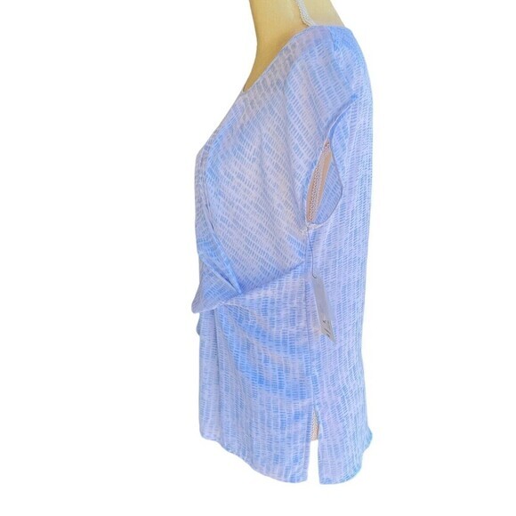 A.N.A A NEW APPROACH Blouse Top Size XS Sleeveless Tunic‎ White/Light Blue - Picture 9 of 14